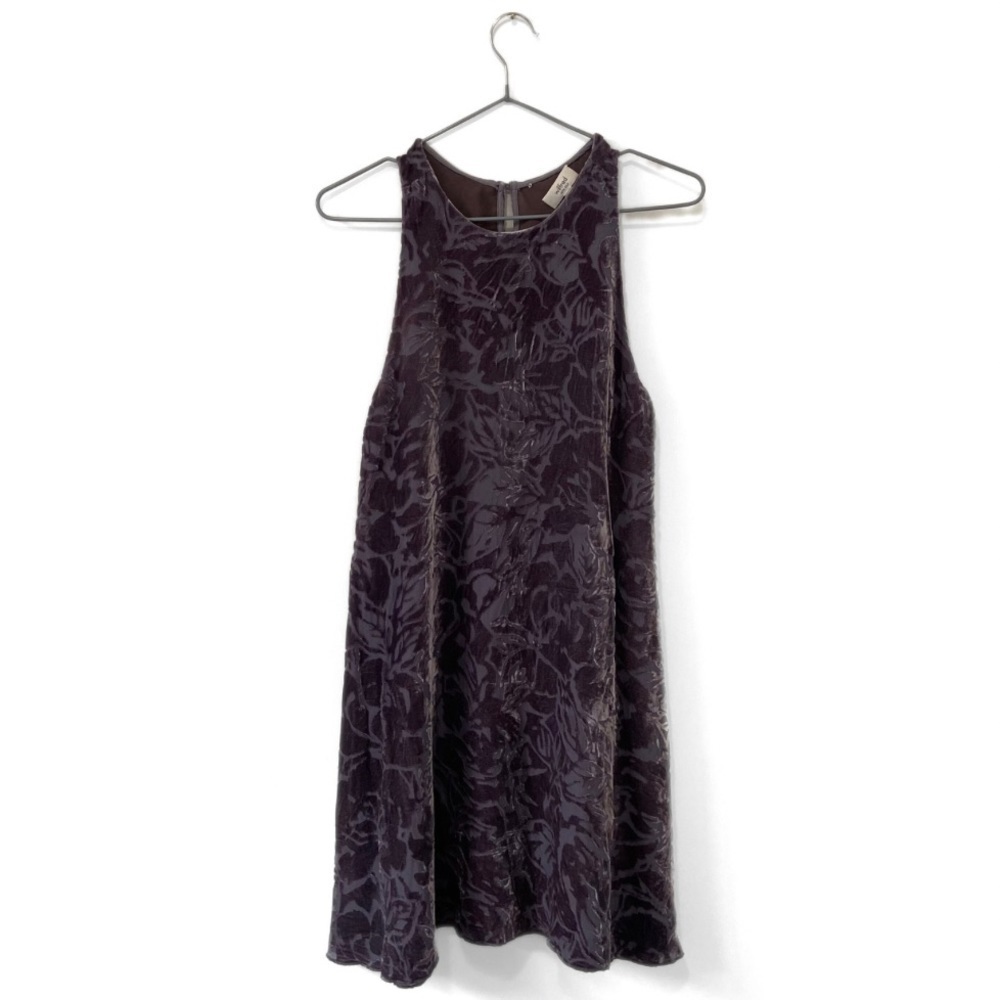 Wilfred | Aritzia Purple Floral Velvet/Velour Silk Trapeze Mini Dress Size XS